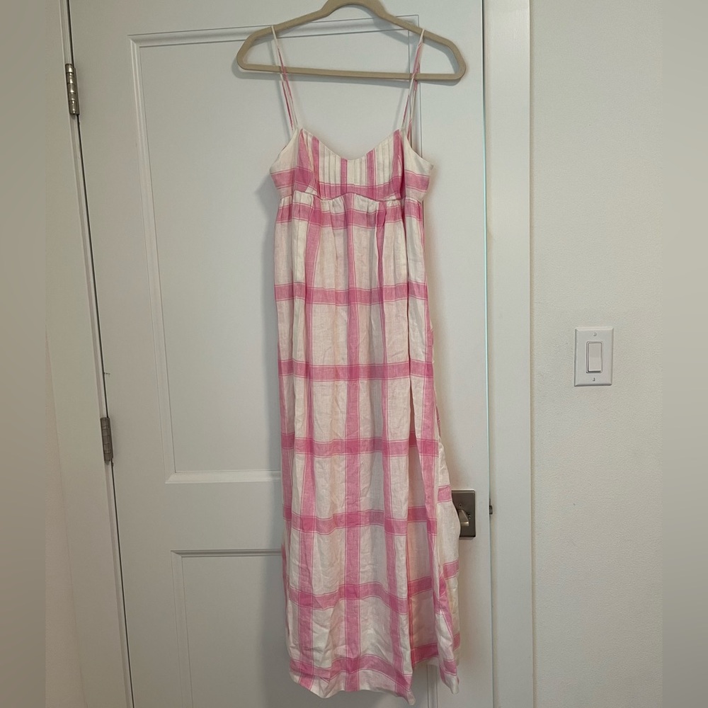 Anthropologie Maeve Pink Plaid Maxi Dress- Perfect Condition